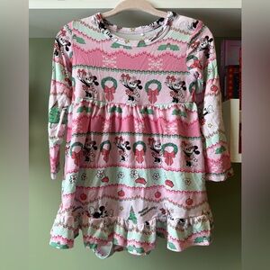 Posh Peanut Minnie Mouse Disney Fair Isle Bamboo Ruffled Bodysuit Twirl Dress